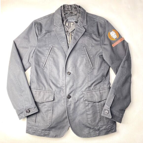 Jack & Jones BLAZER TRENCH COAT with REMOVABLE JACKET LINER! Black Military Sz M